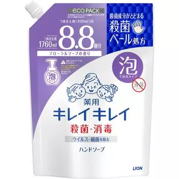 KireiKirei Лечебное пенящееся мыло для рук с цветочным ароматом, сменный блок, большая емкость 1760 мл, стерилизация [квази-лекарство]