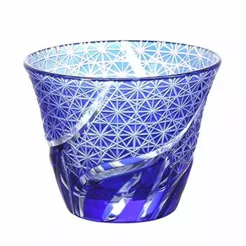 Kiriko cold tea glass cup traditional craft dishwasher safe [QD-324] (cobalt blue)