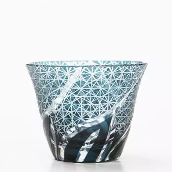 Kiriko Cold Tea Glass Kiriko Glass Sake Sake Cold Sake Liquor Glass Small Bowl Kikutsunagi Ink Blue Blue Indigo Dishwasher Safe