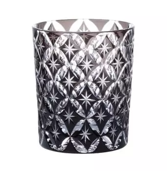 Kiriko Glass 260ml Whiskey Rocks Glass Tumbler Kiriko Glass Dark Gray Color Almost Black
