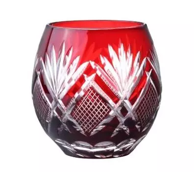 Kiriko Glass 350ml Free Glass Cup Rocks Glass Tumbler Kiriko Glass (Red Red)