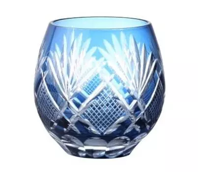 Kiriko Glass 350ml Free Glass Cup Rocks Glass Tumbler Kiriko Glass (Navy)