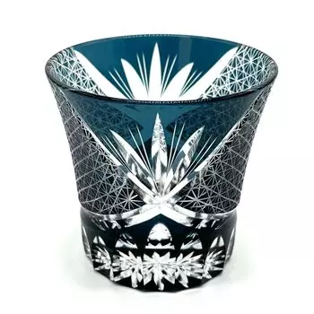 Kiriko glass cup ink blue blue cup Kiriko glass Respect for the Aged Dishwasher Dishwasher safe [598B] Day, Mother s Day, Father s Day, Fashionable,