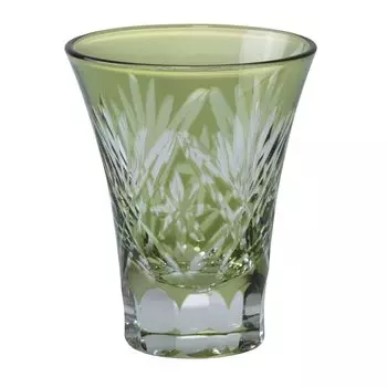 Kiriko Glass Cup Sake Ochoco Diameter x 60cc Star Fan Green No764492 J-kitchens 6.2 7.8cm