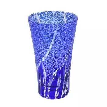 Kiriko Glass Kiriko Beer Glass Long Miyabi (Blue)