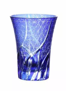 Kiriko Glass Old Glass Cup Traditional Craft Dishwasher Safe [QD-K2] (Cobalt Blue)