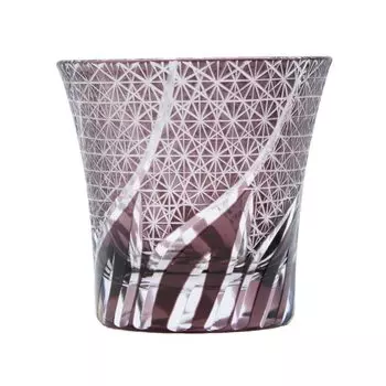 Kiriko Kiriko Kiriko Glass Kiriko Rock Glass Wooden Box Present Gift (Purple)