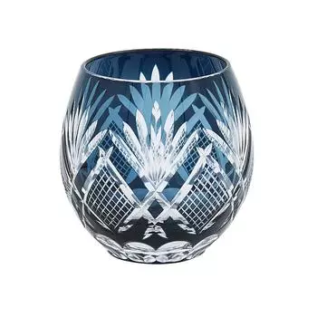 Kiriko Kiriko Kiriko Glass Kiriko Rocks Glass Wooden Box Present Gift Tamakyo (Marine)