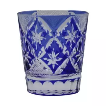 Kiriko Kiriko Kiriko Glass Kiriko Rocks Glass Wooden Box Present Gift Cloisonn (Blue)
