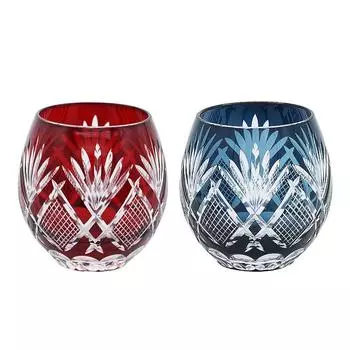 Kiriko Kiriko Pair Kiriko Glass Kiriko Rocks Glass Cold Mixed with Mixed with Hot 60th Gift Kiriko Tamakyo Sake, Shochu, Water, Water, Celebration,