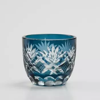 Kiriko Ochoko Sake Cold Sake Alcohol Glass Kiriko Glass Blue Blue Sip Drinker Pine Sword Blue Indigo Dishwasher Safe
