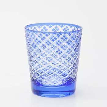 Kiriko Old Glass Kiriko Glass Rocks Glass Stylish Cup Glass Yarai Blue Dark Blue Dishwasher Safe