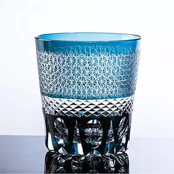 Kiriko Tumbler Kiriko Glass Kiriko Ink Blue Blue Stylish Single Item Kiriko Old 260cc For Guests Glass Cup Beer Alcohol Cut Glass Dishwasher Safe