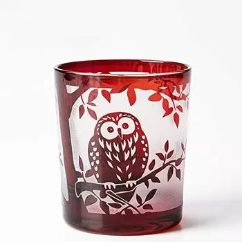 Kiriko Tumbler Kiriko Glass Owl Kiriko Red Red Stylish Single Item Kiriko Old Owl 280cc Glass Cup for Guests Beer Alcohol Cut Glass Dishwasher Safe