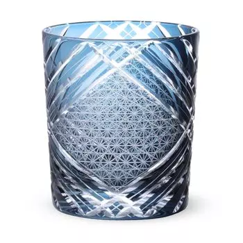 Kiriko Whiskey Glass Cup 280cc Window Fine Pattern Ink Blue No752802 J-kitchens 80xH90mm