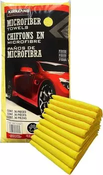 KIRKLAND Microfiber 10 Car Yellow Household Use Towels, count, Wash, Absorbent, Wiping, Yellow, Towels, Dishcloths, Cleaning, [Costco]