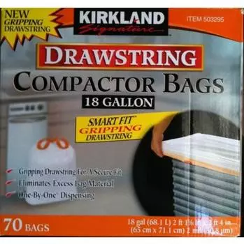 Kirkland Signature Garbage Bag with String 68L 70 Pieces White белый