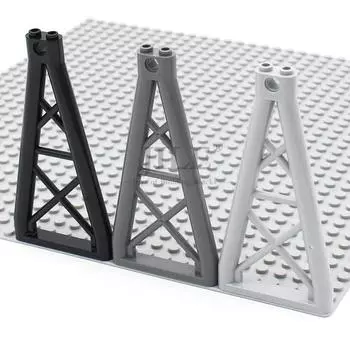 Кирпичи опорные 1x6x10 балочные треугольные строительные блоки DIY сборные частицы совместимы с 64449 детскими архитектурными игрушками 5pcs темно серый