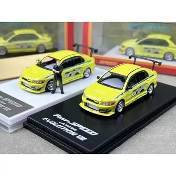 Кирпичный дом FS 1:64 JDM FNF Green Lancer EVO VII Paul Figure Модель литой металлической машины BN зелёный