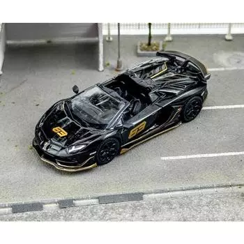 Кирпичный дом MINIGT 1:64 Черный Aventador SVJ 63 Roadster Спортивная модель литой металлической машины BN