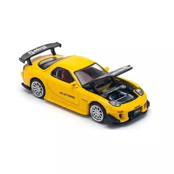 Кирпичный дом Попрас 1:64 JDM желтый RX-7 FD3S RE гоночная спортивная модель литой металлический автомобиль BN