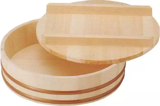 Kiso Crafts Sushi Rice Table with Made in Wooden Resin Hoop Does Not Come 7 Brown Lid, Japan, Hoop, Off, 36cm, Cups,