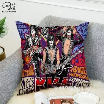 KISS 3D наволочка с принтом, полиэстер, декоративные наволочки, наволочка, двусторонняя печать, украшение для дома, стиль-2 45cm X 45cm