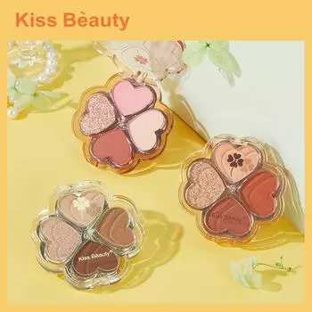 KISS BEAUTY Четырехцветные тени для век Маленькие жемчужные легкие и мигающие водонепроницаемые портативные ежедневные тени цвета земли