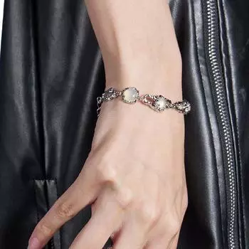 Kiss Jewelry Kpop Titanium Steel Moonstone Bracelet For Women Y2K Ins Korean Tassel Custed Bracelet Pulseras Gift 1pc