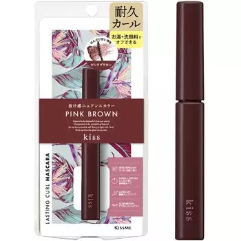 KiSS Lasting Curl Mascara 50 Pink Brown Nuance Color Mascara Durable Curl Hot Water Facial Cleanser Off 4.5g +