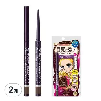 Гелевая подводка Kiss Me Heroine Make Long Stay Sharp Gel Liner 0,07 г, оттенок 02 Темно-коричневый, 2 шт.