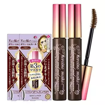 Kiss Me Тушь для ресниц Heroine Make Volume & Curl Advanced Film Mascara 6 г, оттенок 02 Коричневый, 2 шт.