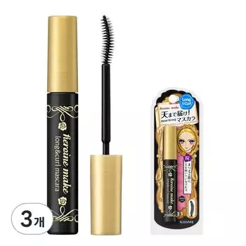 Kiss Me Тушь для ресниц Heroine Make Long & Curl Mascara P 6 г, насыщенный черный цвет, 3 шт.