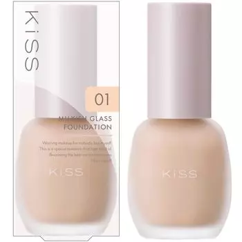 KiSS Milkish Glass Foundation 01 Shell 30g Uneven Cover Contains Serum Ingredients Color/Pore SPF34/PA++