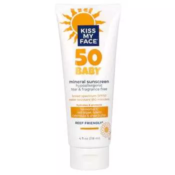 Kiss My Face, 50 Baby, минеральный солнцезащитный крем, SPF 50, без запаха, 4 жидких унции (118 мл)