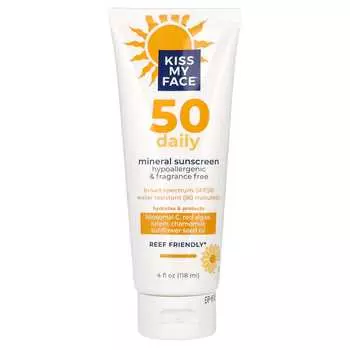 Kiss My Face, 50 Daily, Mineral Sunscreen, SPF 50, Unscented, 4 fl oz (118 ml)