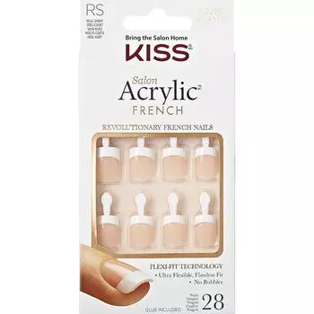 KISS Nail Tips Salon Acrylic French Power Play 28 pieces