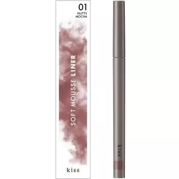 KiSS Soft Mousse Liner 01 Nutty Mocha Mellow Brown Pearl Содержит прозрачную экструдированную подводку для глаз 0,35 г