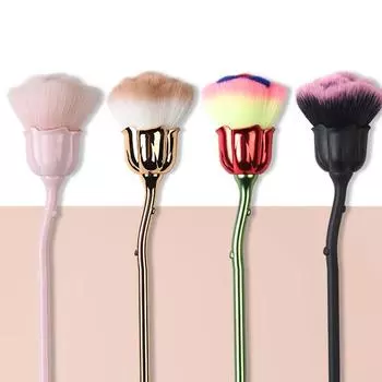 Кисть для дизайна ногтей, мягкая чистая пыль, порошок, розовая роза, форма цветка, румяна, пудра, кисти для макияжа, косметический инструмент