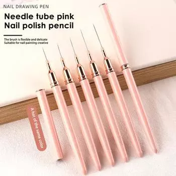 Кисть для дизайна ногтей. Розовый держатель для ручки. Гибкая щетина. Гладкий рисунок. Акриловый стержень. Кисть для рисования ногтей. Кисть для подводки. Поставка для маникюрного салона. A