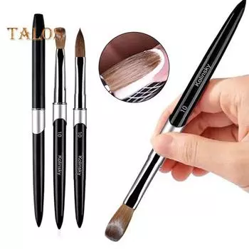 Кисть для дизайна ногтей с металлической ручкой, мягкая щетина из искусственной норки, многофункциональная ручка для резьбы по УФ-гелю, профессиональный маникюрный инструмент, акриловая жидкая пудра для ногтей 2