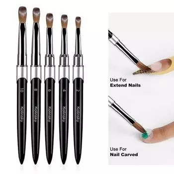 Кисть для дизайна ногтей с металлической ручкой, мягкая искусственная норковая щетина, многофункциональная УФ-гель-ручка для резьбы, профессиональный маникюрный инструмент, жидкая акриловая пудра для ногтей 2