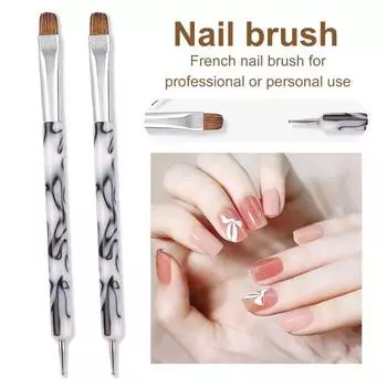 Кисть для французского маникюра Профессиональная двусторонняя кисть для дизайна ногтей Ручка для нанесения геля для нанесения геля и тонкого рисования на кончиках ногтей A