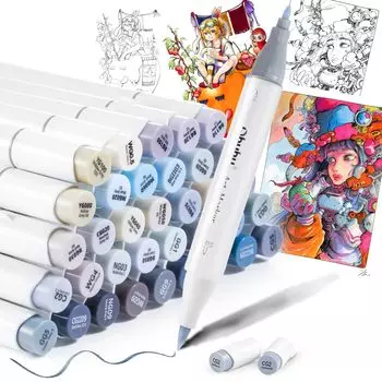 Кисть для иллюстрации Ohuhu 36, используется Fine Gray Blender Pen Honolulu B Marker, Type, Colors, Professionals, Gray, Point, Brush, Marker, Illustration,