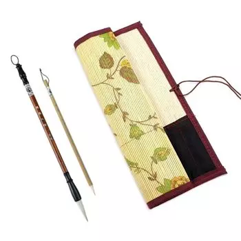 Кисть для каллиграфии IPPON Brush Roll, толстая кисть и тонкая кисть, в комплект входят 2 кисти, высота 36 см, ширина 30 см, с карманным держателем для ручки, футляр для кистей, изготовленный из