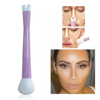 Кисть для контура носа 2 в 1, двусторонняя U-образная кисть для макияжа, скульптурирующая кисть для контура носа фиолетовый