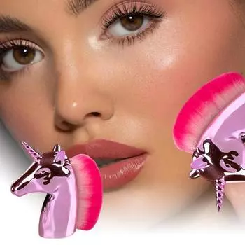 Кисть для макияжа Horse Brush Мягкая щетина Пушистая основа Рассыпчатая пудра Тени для век Контурный крем Румяна розового золота