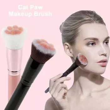 Кисть для макияжа «кошачья лапка» Мягкая симпатичная кисть для пудры Косметика Тональная основа Пудра Румяна Тени для век Кисть для консилера Инструмент для красоты чёрный