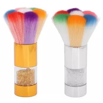 Кисть для макияжа Модные стразы, инкрустированные рассыпчатой пудрой Кисть для нанесения основы для нейл-арта Средство для удаления пыли Gold