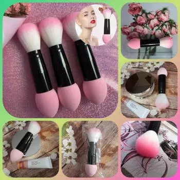 Кисть для макияжа Real Shot, 1 шт., профессиональные румяна, нейлоновая кисть для макияжа, две головки, двойная головка, кисти для румян, здоровье и красота розовый